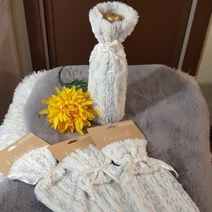 Faux Fur Wine Bottle Cover Gift Bag (set 3)